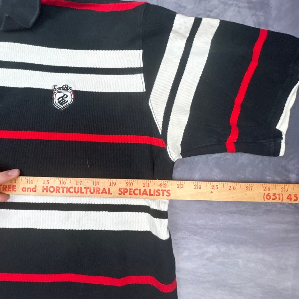 Vintage Rocawear Team Roc Striped Polo Shirt XL Black Red White Y2K Streetwear - Picture 7 of 7